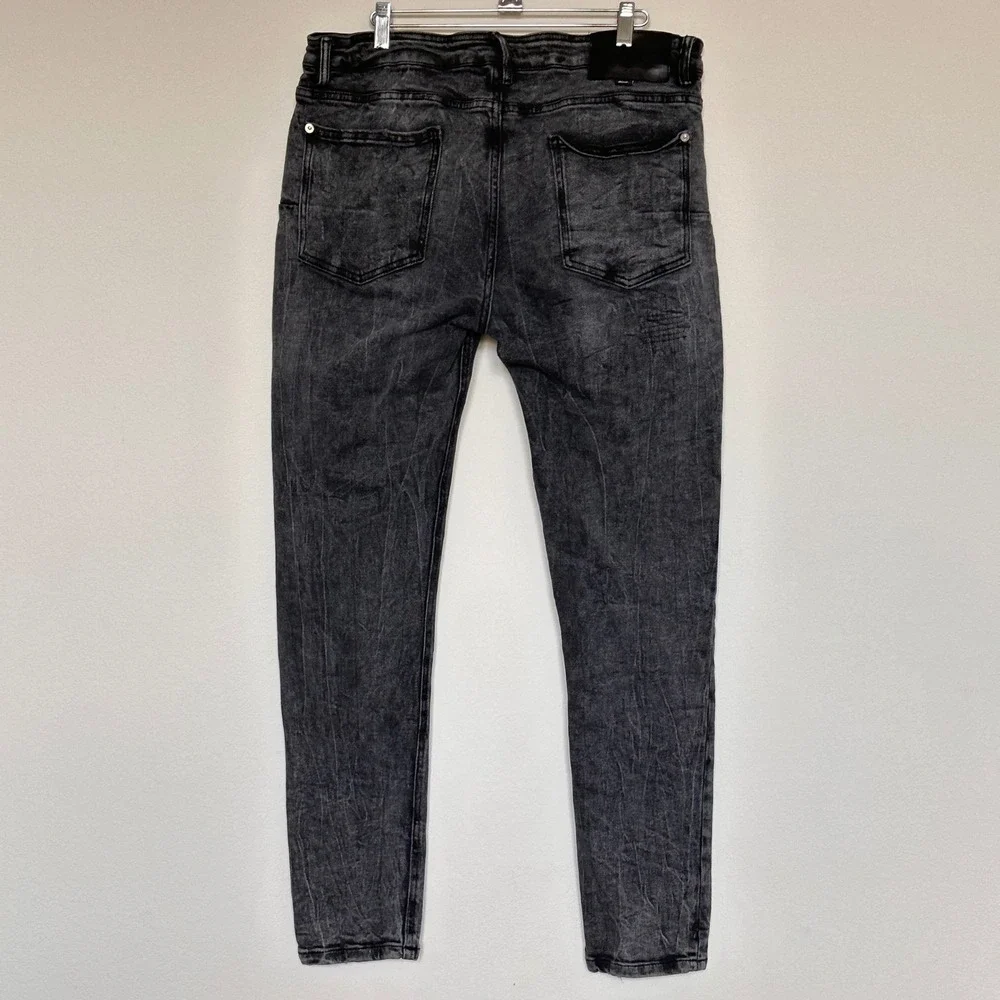 Zara Men's Slim Fit Distressed Acid Wash Grey Denim Jeans Cotton Blend Sz 36x29